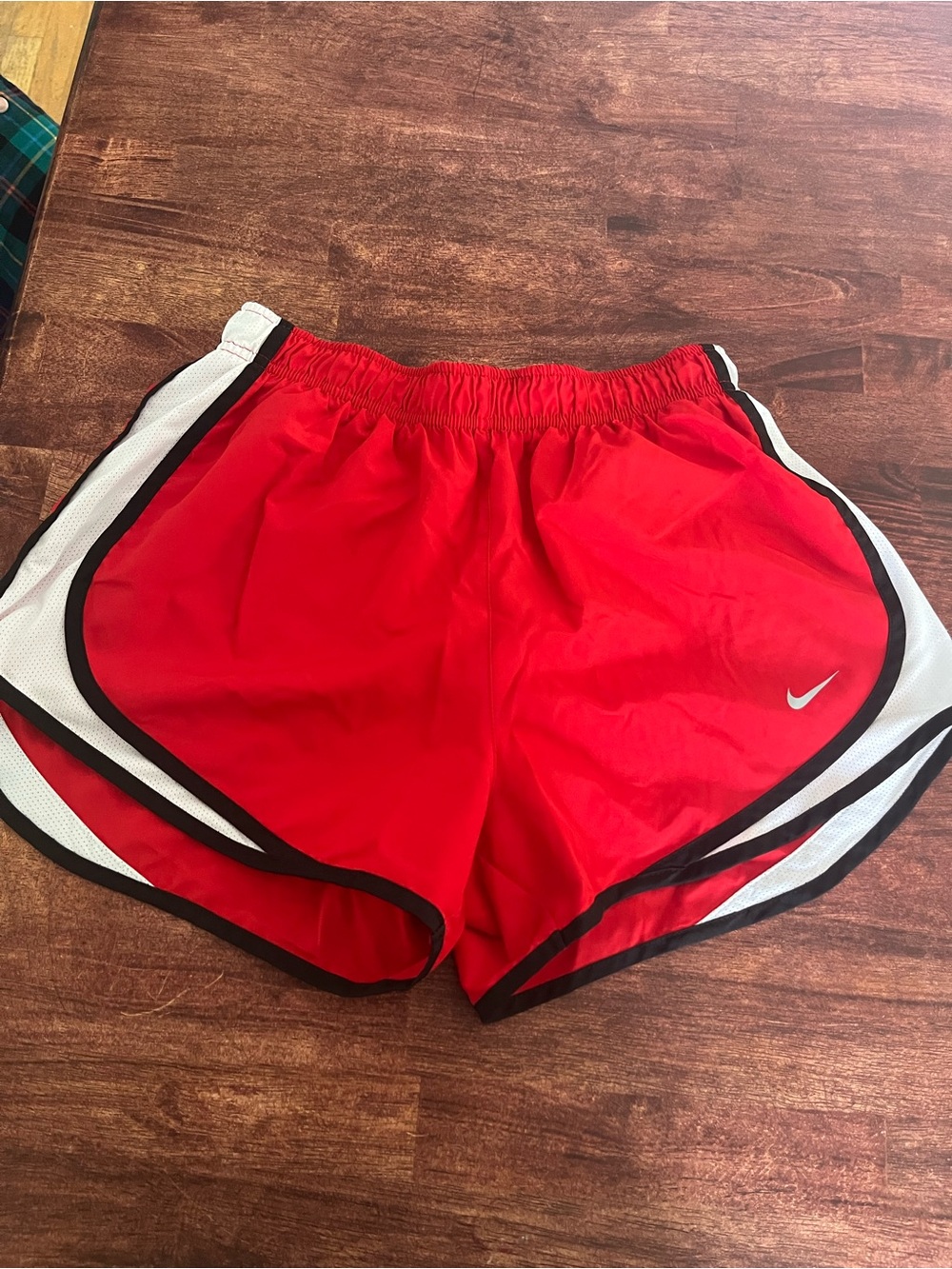Nike Women's Red Athletic Shorts with White & Black Trim